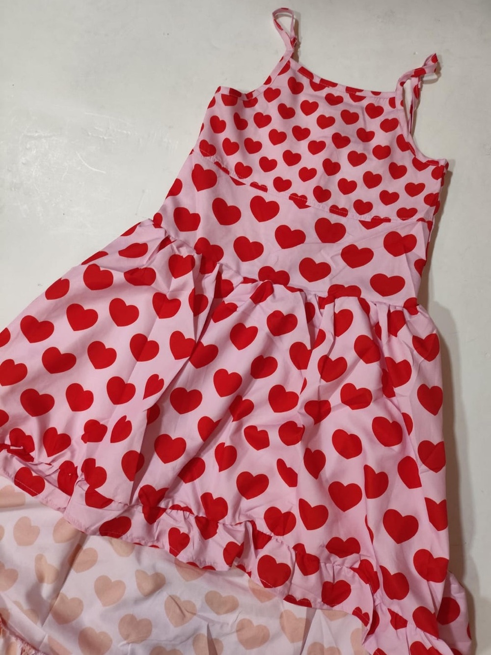 Lola + The Boys Pink ‘I Love You’ High Low Heart Dress NWT sz 6